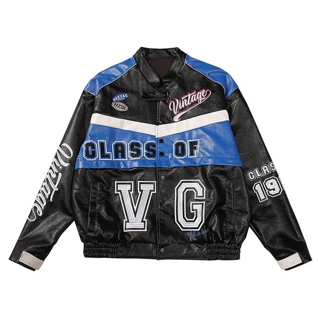 Thesclo - "VG" Detachable PU Racing Jacket - Streetwear Fashion - thesclo.com