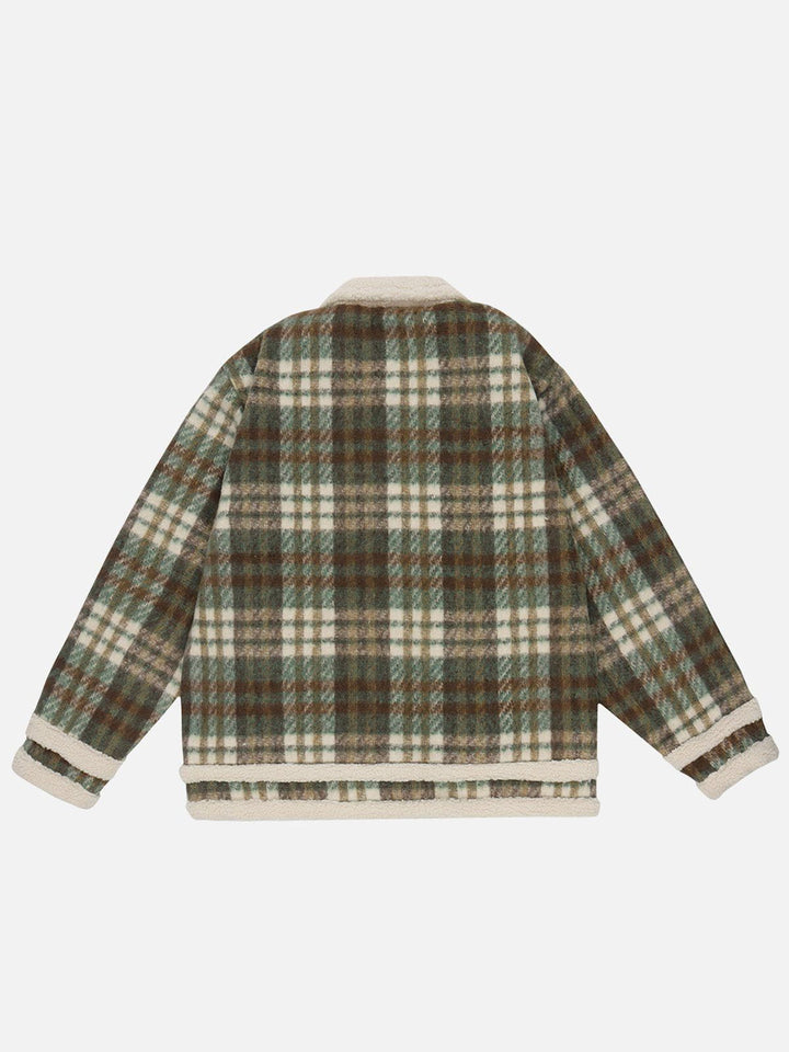 Thesclo - Vintage Check Sherpa Coat - Streetwear Fashion - thesclo.com