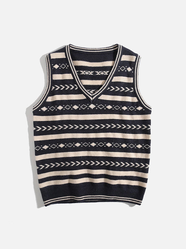 Thesclo - Vintage Clashing Embroidery Sweater Vest - Streetwear Fashion - thesclo.com