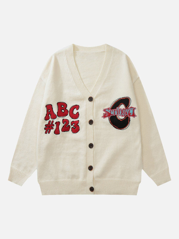 Thesclo - Vintage Embroidered Letters Cardigan - Streetwear Fashion - thesclo.com