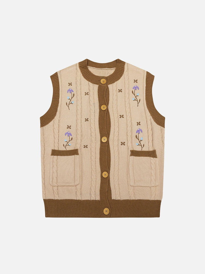 Thesclo - Vintage Embroidery Sweater Vest - Streetwear Fashion - thesclo.com