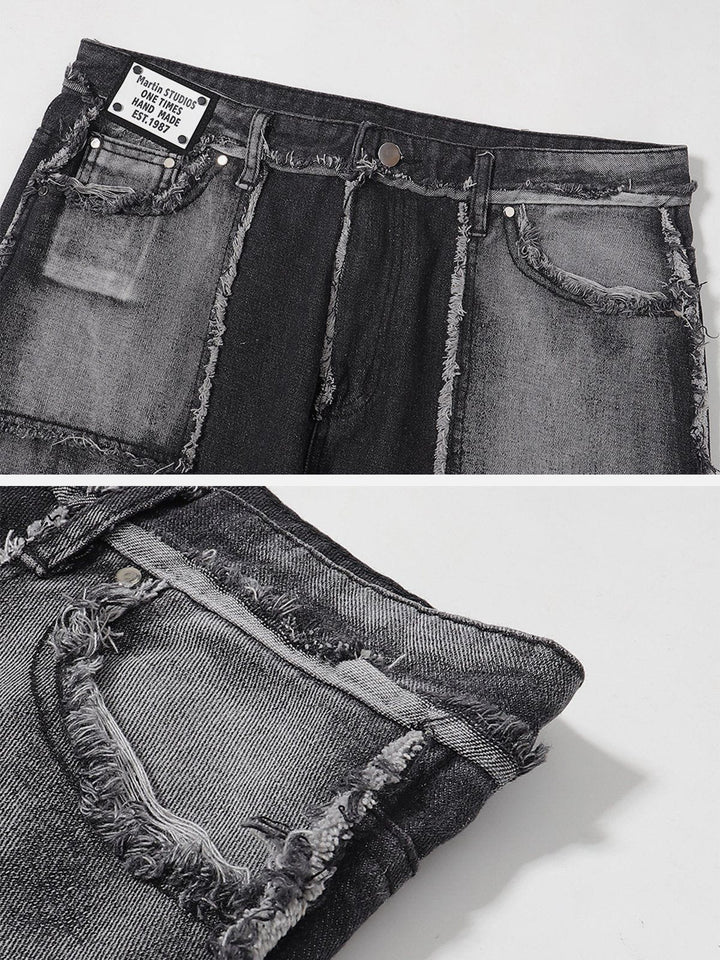 Thesclo - Vintage Gradient Burlap Jeans - Streetwear Fashion - thesclo.com