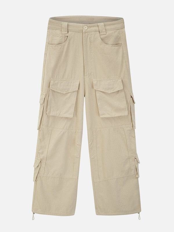 Thesclo - Vintage Multi-Pocket Solid Cargo Pants - Streetwear Fashion - thesclo.com