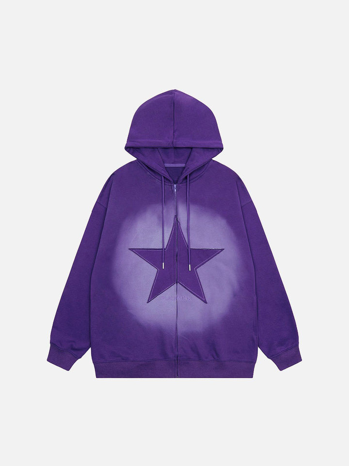 Thesclo - Vintage Pentagram Zip Up Hoodie - Streetwear Fashion - thesclo.com