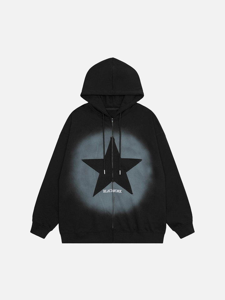 Thesclo - Vintage Pentagram Zip Up Hoodie - Streetwear Fashion - thesclo.com