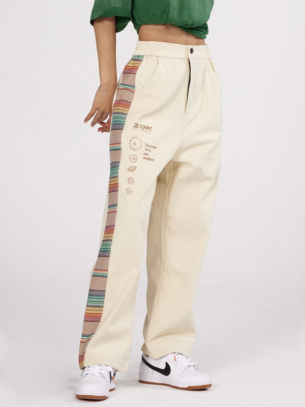 Thesclo - Vintage Side Rainbow Stitching Cropped Pants - Streetwear Fashion - thesclo.com