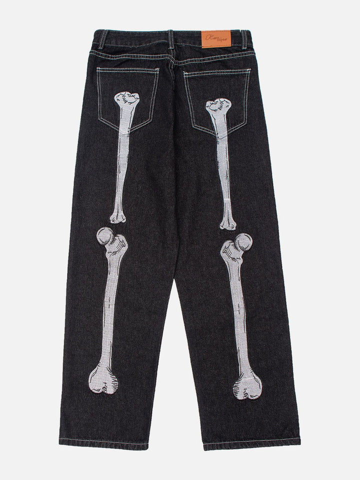 Thesclo - Vintage Skull Bone Embroidery Jeans - Streetwear Fashion - thesclo.com