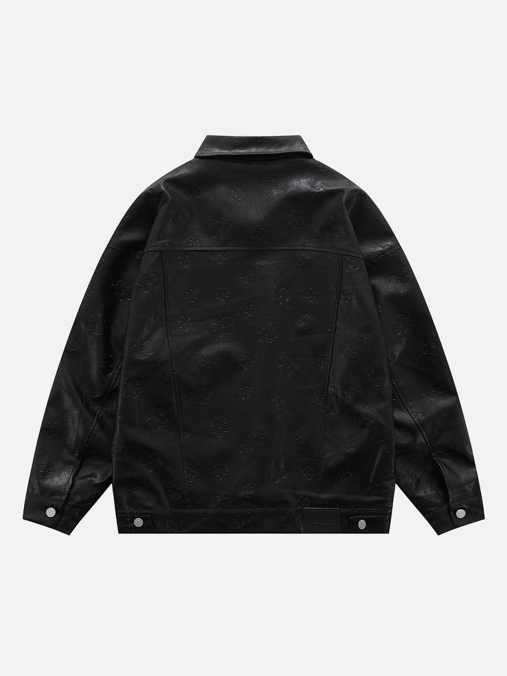 Thesclo - Vintage Solid Color Leather Jacket - Streetwear Fashion - thesclo.com