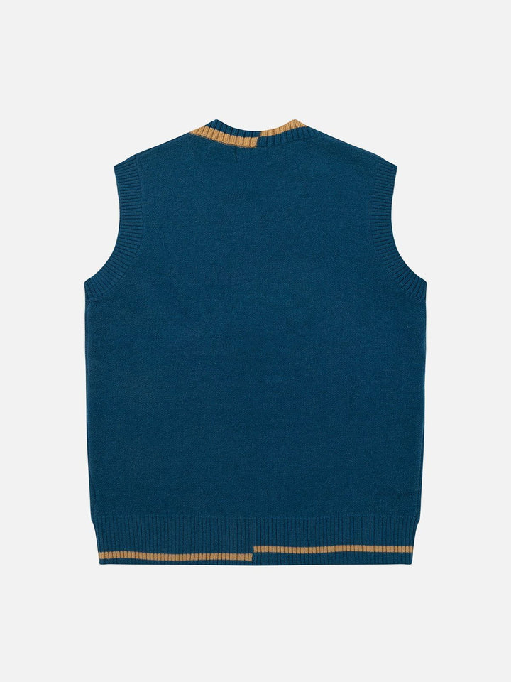 Thesclo - WHOCULT Embroidery Sweater Vest - Streetwear Fashion - thesclo.com