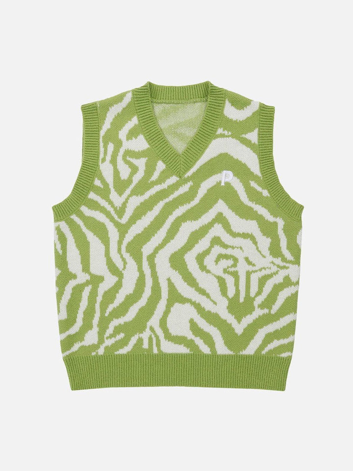 Thesclo - Zebra Pattern Embroidery Sweater Vest - Streetwear Fashion - thesclo.com