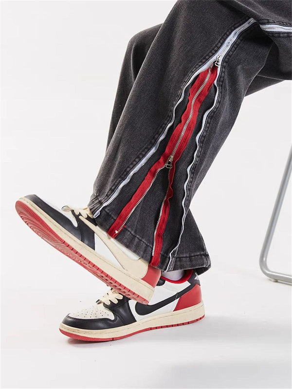 Thesclo - Zip Up Stripe Jeans - Streetwear Fashion - thesclo.com