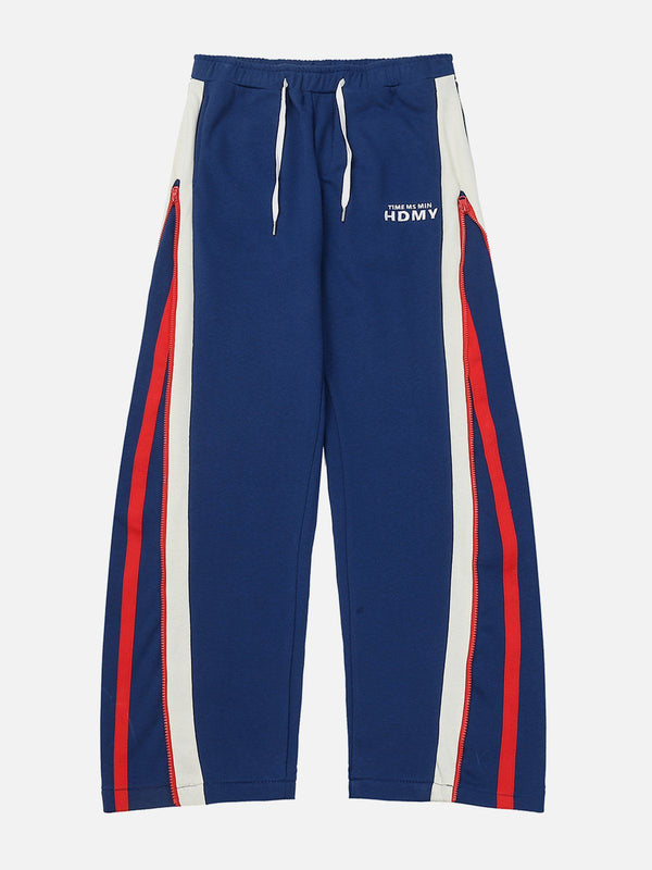 Thesclo - Zipper Panel Striped Sweatpants - Streetwear Fashion - thesclo.com